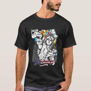 Amerikaanse vlag Amerikaanse Vrijheidsbeeld Pistoo T-shirt