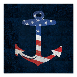  Amerikaanse vlag Anchor Nautical US Perfect Poster