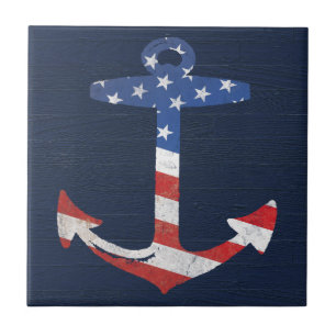  Amerikaanse vlag Anchor Nautical US Tegeltje