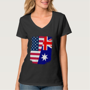 Amerikaanse Vlag Australië Vriendschap Country Vin T-shirt