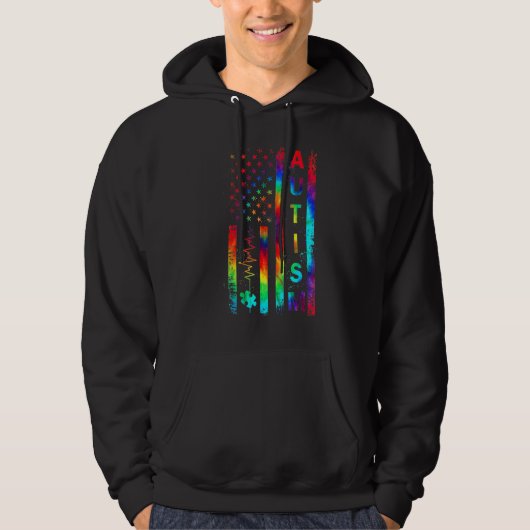 Amerikaanse vlag Autism Awareness Teacher Mam Supp Hoodie (Voorkant)
