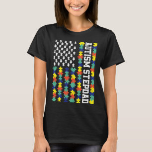 -Amerikaanse vlag Autism Stepdad Autism Awaren T-shirt
