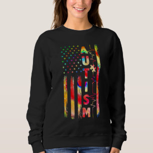 Amerikaanse vlag Autisme Awareness Heartbeat Puzzl Trui