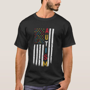 Amerikaanse Vlag Autisme Bewustzijn Steun Neurodiv T-shirt