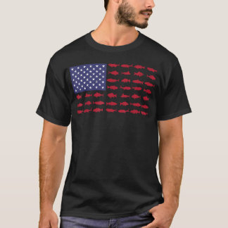 Amerikaanse Vlag Baars Vissen Jongen Jongere Vrouw T-shirt
