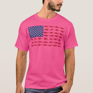 Amerikaanse Vlag Baars Vissen Jongen Jongeren Vrou T-shirt