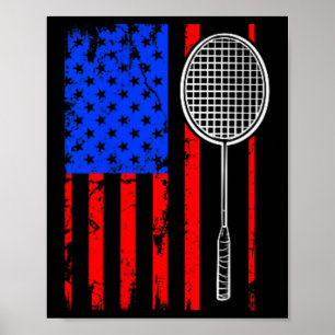 Amerikaanse vlag Badminton Poster