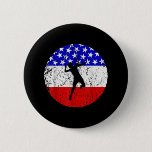 Amerikaanse Vlag Badminton Shirt - Badminton Spele Ronde Button 5,7 Cm