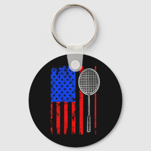 Amerikaanse Vlag Badminton Sleutelhanger