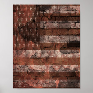 Amerikaanse Vlag Bakstenen Muur Poster