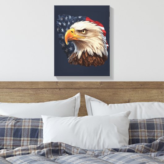 Amerikaanse vlag Bald Eagle Canvas Afdruk (Insitu (Slaapkamer))