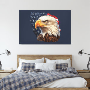 Amerikaanse vlag Bald Eagle Canvas Afdruk