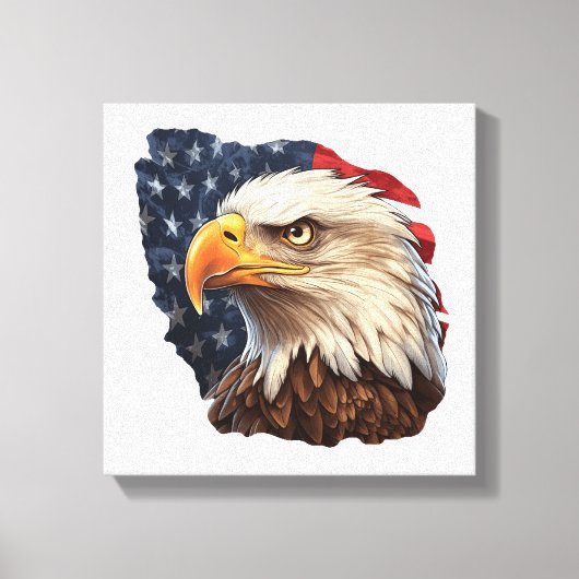 Amerikaanse vlag Bald Eagle Canvas Afdruk (Voorkant)