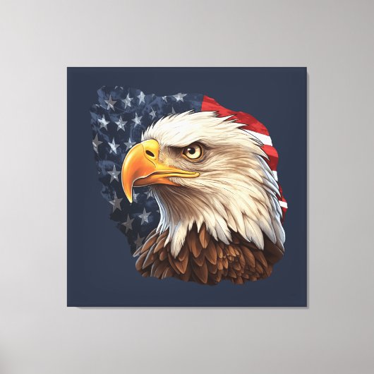 Amerikaanse vlag Bald Eagle Canvas Afdruk (Voorkant)