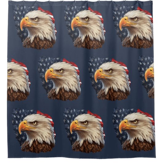Amerikaanse vlag Bald Eagle Douchegordijn (Voorkant)