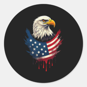 Amerikaanse vlag Bald Eagle Independence Day _2 Ronde Sticker