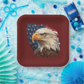 Amerikaanse vlag Bald Eagle Papieren Bordje (Feest)