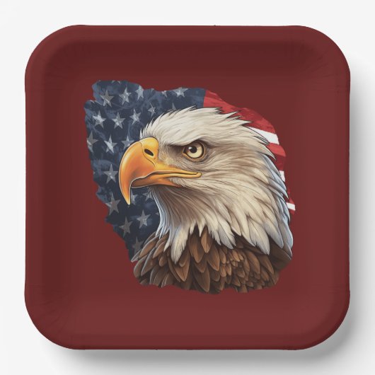 Amerikaanse vlag Bald Eagle Papieren Bordje (Voorkant)