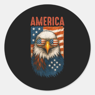 Amerikaanse vlag Bald Eagle Patriotic 4 juli Veren Ronde Sticker