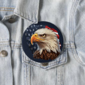 Amerikaanse vlag Bald Eagle Ronde Button 4,0 Cm (In situ)