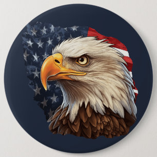 Amerikaanse vlag Bald Eagle Ronde Button 6,0 Cm
