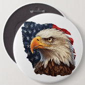 Amerikaanse vlag Bald Eagle Ronde Button 6,0 Cm (Voorkant /achterkant)
