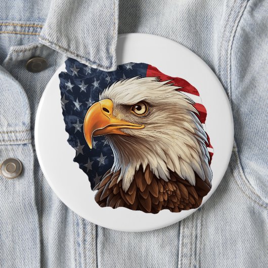 Amerikaanse vlag Bald Eagle Ronde Button 6,0 Cm (In situ)