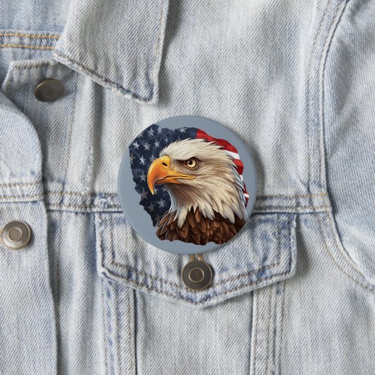 Amerikaanse vlag Bald Eagle Ronde Button 7,6 Cm (In situ)