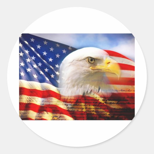 Amerikaanse vlag Bald Eagle Ronde Sticker (Voorkant)