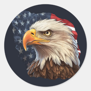 Amerikaanse vlag Bald Eagle Ronde Sticker