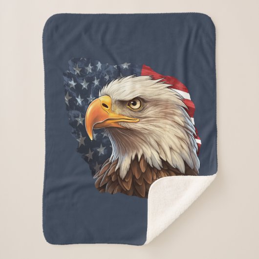 Amerikaanse vlag Bald Eagle Sherpa Deken (Voorkant)