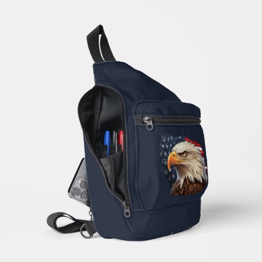 Amerikaanse vlag Bald Eagle Sling Bag (Open)