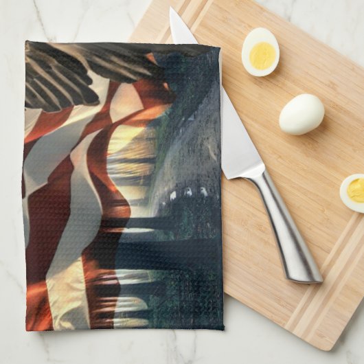 Amerikaanse vlag Bald Eagle Theedoek (Quarter Fold)