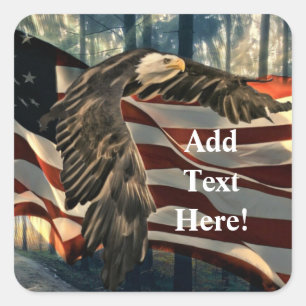 Amerikaanse vlag Bald Eagle Vierkante Sticker