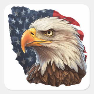 Amerikaanse vlag Bald Eagle Vierkante Sticker