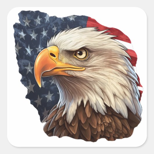 Amerikaanse vlag Bald Eagle Vierkante Sticker (Voorkant)