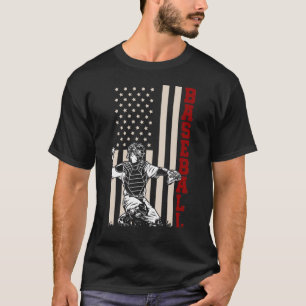 Amerikaanse Vlag Baseball Catcher US Sportman T-shirt