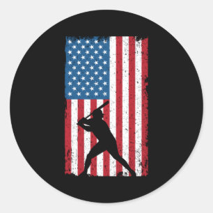Amerikaanse vlag Baseball Ronde Sticker