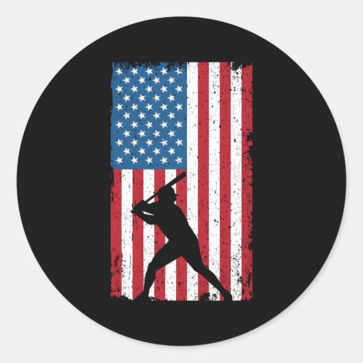 Amerikaanse vlag Baseball Ronde Sticker (Voorkant)