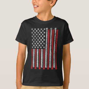 Amerikaanse vlag Baseball Team Funny Boy T-shirt