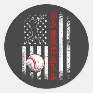 Amerikaanse vlag Baseball Team Funny Ronde Sticker