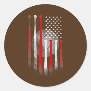 Amerikaanse vlag  Baseball Vlag pa mam Ronde Sticker