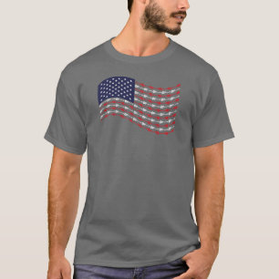 Amerikaanse vlag basgitaar schommelt in de VS T-shirt