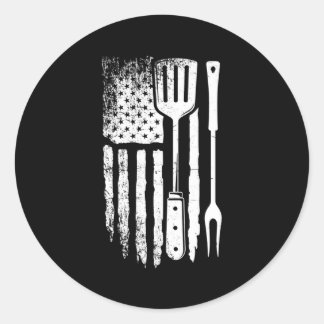 Amerikaanse vlag BBQ Trots USA Barbecue Grill 4e v Ronde Sticker