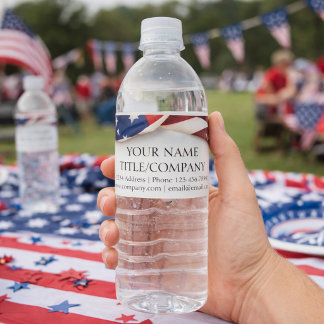 Amerikaanse Vlag Bedrijfsnaam Zakelijk Waterfles Etiket