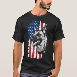 Amerikaanse vlag Belgische Malinois K9 politiehond T-shirt