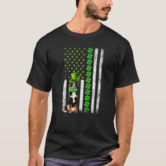 Amerikaanse vlag Bernese Mountain Dog St Patricks  T-shirt (Voorkant)