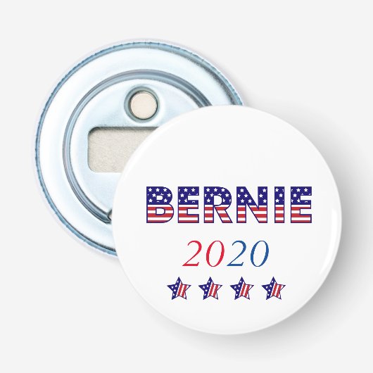 Amerikaanse vlag Bernie 2020 Button Flesopener (Voorkant)