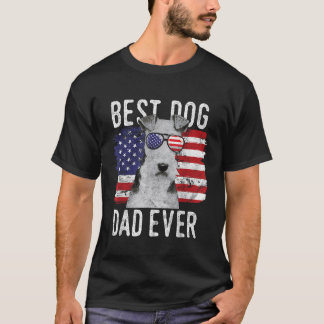 Amerikaanse vlag Best Dog Dad over Wire Fox Terrie T-shirt
