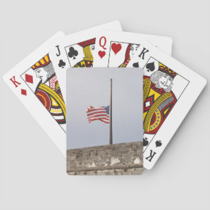 Amerikaanse vlag bij Half Mast (Verenigde Staten) Pokerkaarten
